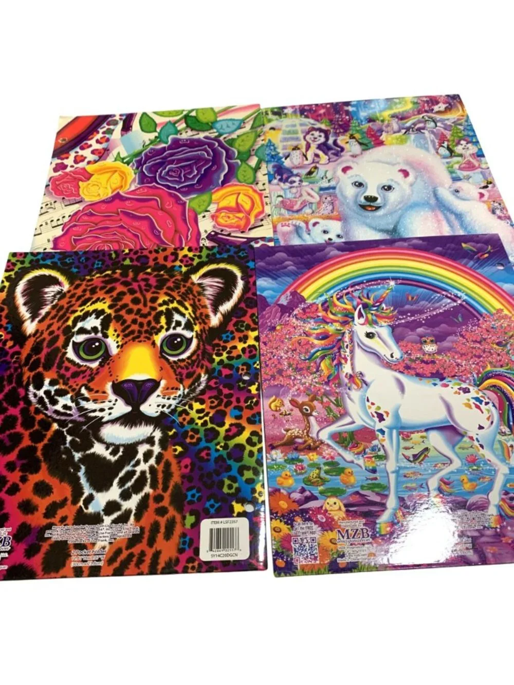 Lisa Frank Pocket Folders Leopard Unicorn Polar Bear 2014 Vintage 90s Roses READ